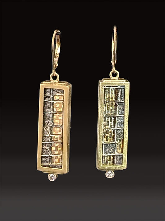 Rectangular Earrings with Diamond Accents
